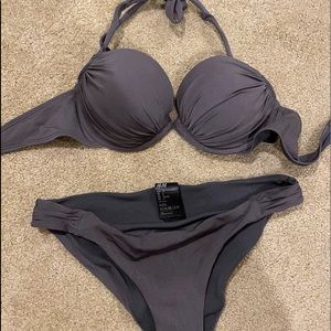Grey two piece swimsuit